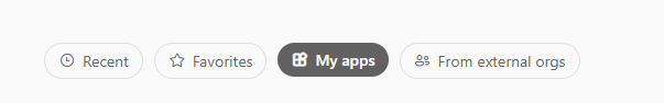 Power BI Navigation bar including My apps icon.