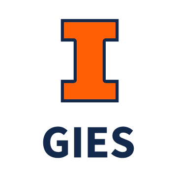 Gies Style Guide Wordmark - white Gies Icon stacked vertically